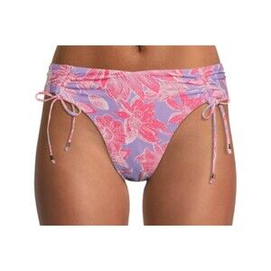 NEW Swimsuit bottoms 1X plus size pink floral cheeky ties womens bathing suit